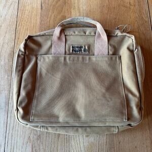 Vintage LANDS‎ END Bag Khaki Tan Canvas Messenger Briefcase Square Rigger